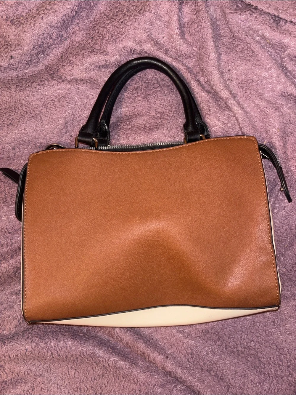 Nine West Two-Tone Brown, Black & Cream Satchel
